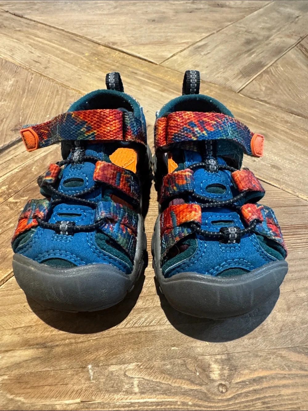 KEEN Kids Blue Sport H2 Sandals with Orange Accents Toddler Size 4